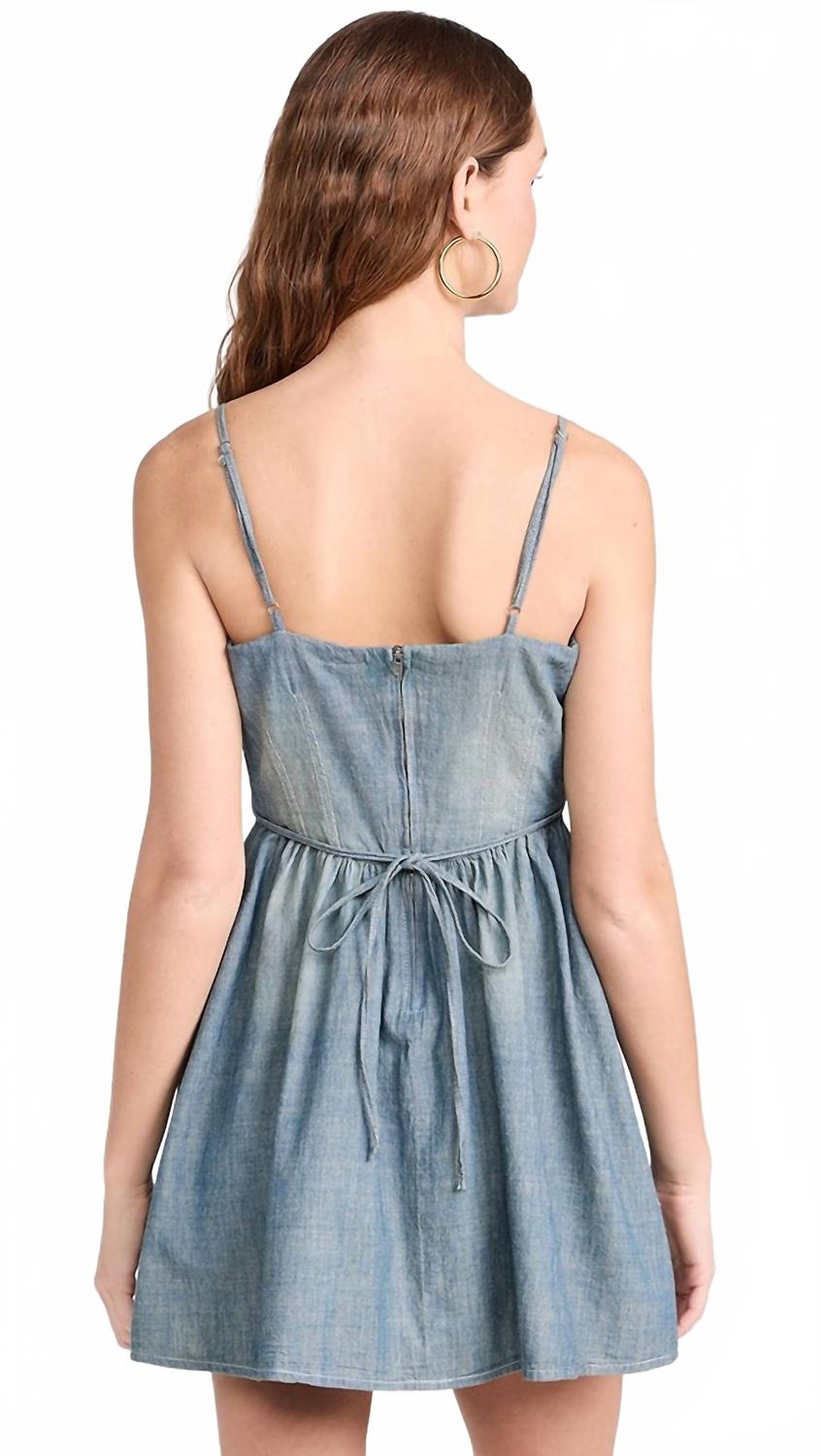 Chambray Gathered Dress In Paradise Cove