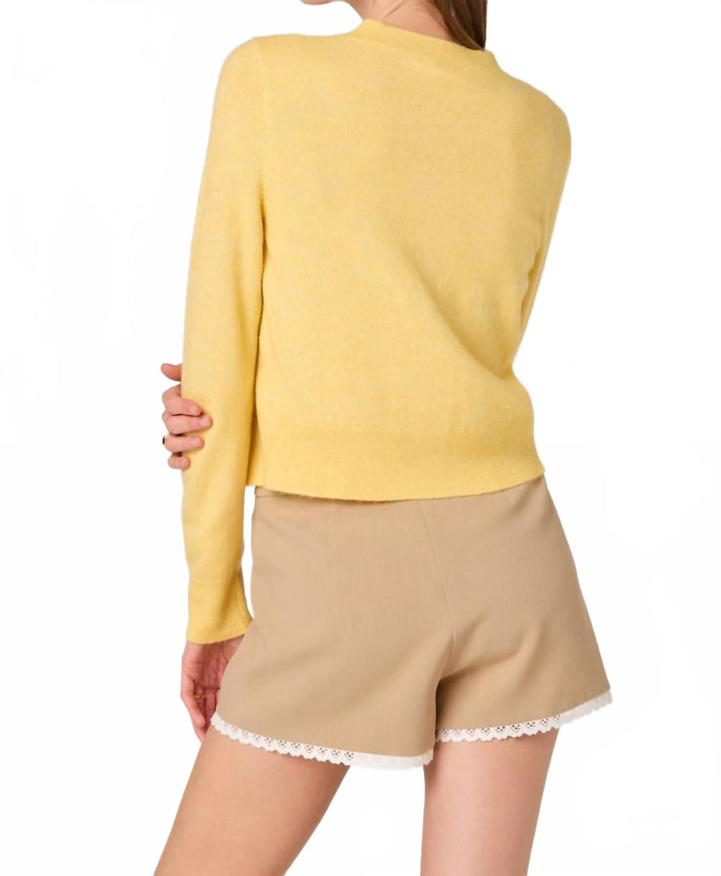 Mary Classic Button Front Cardigan In Yellow