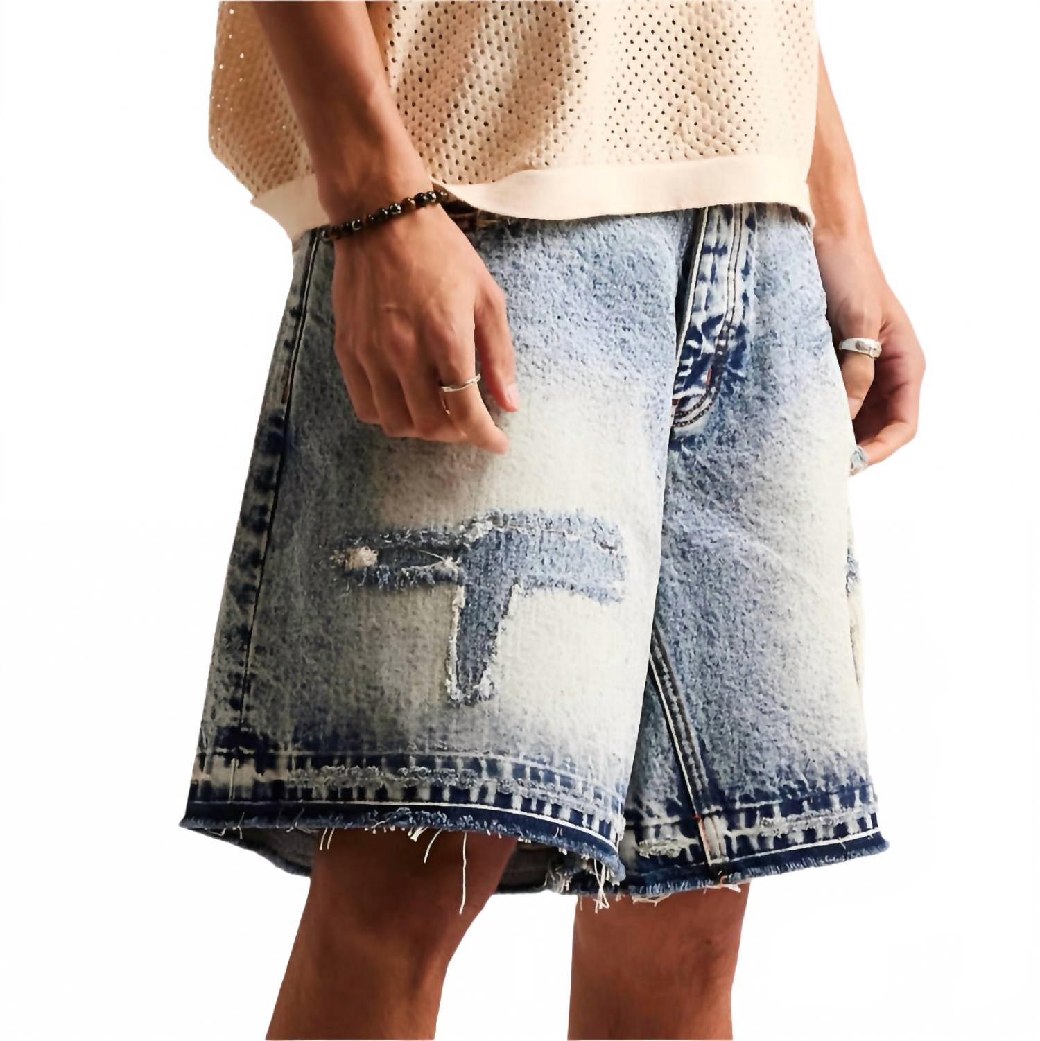 Men's Repair Denim Short In Indigo