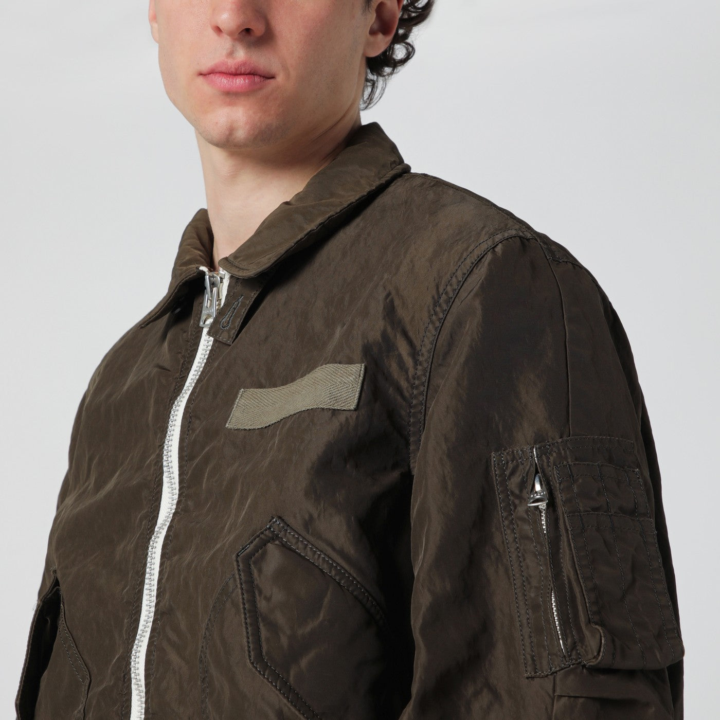 Sacai Khaki Green Nylon Jacket Men