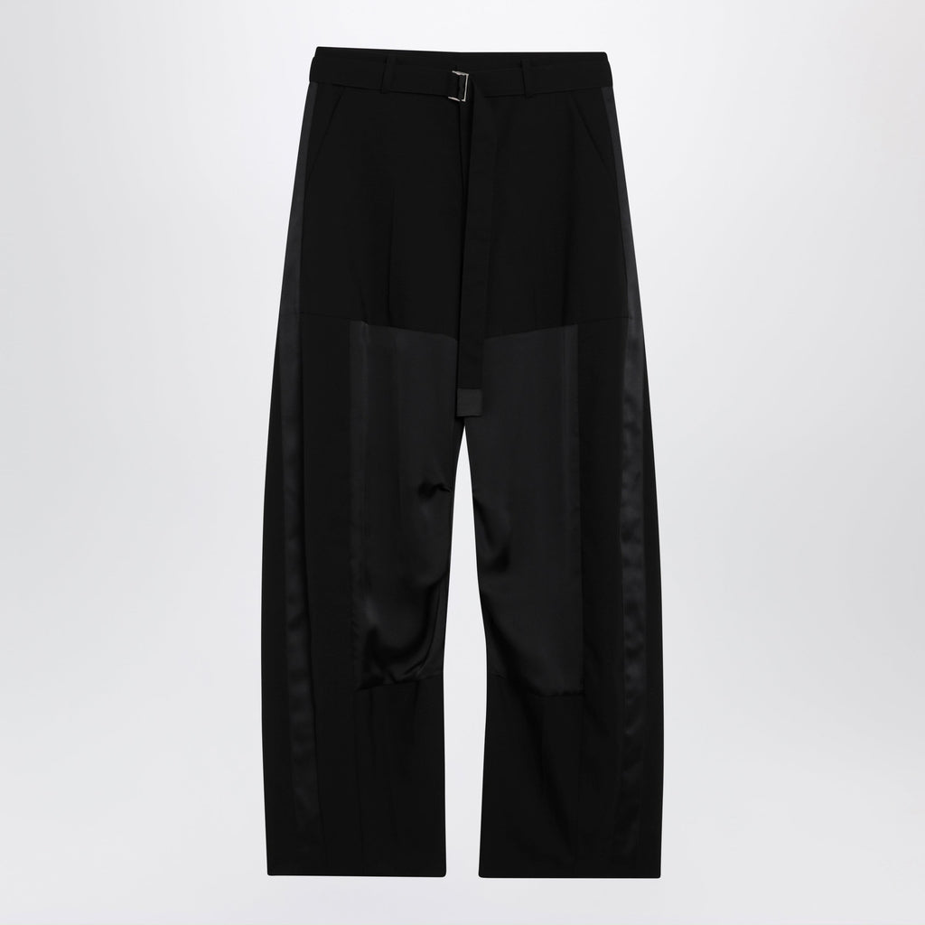 Sacai Wide-Leg Wool Trousers With Panels And Belt Women
