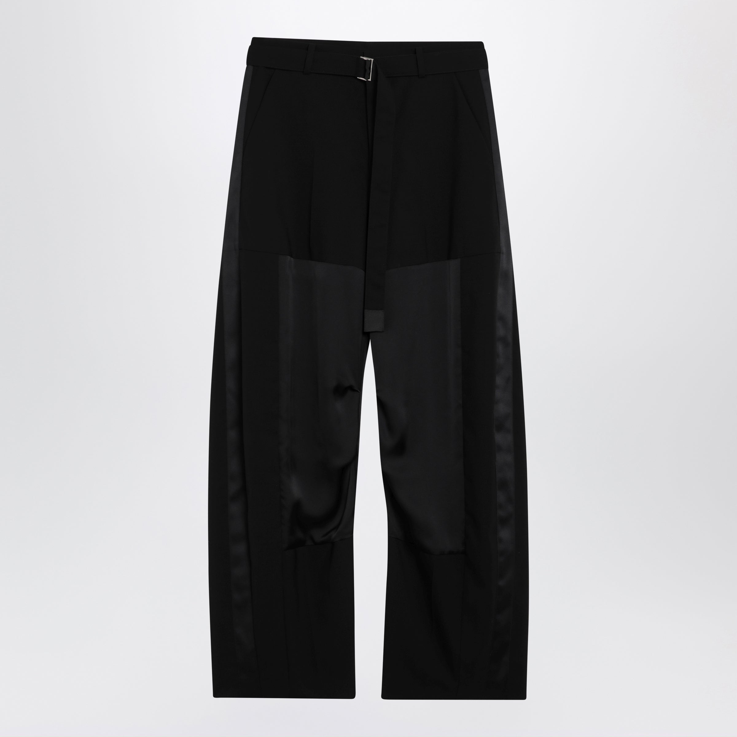 Sacai Wide-Leg Wool Trousers With Panels And Belt Women