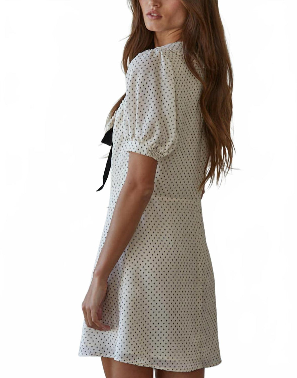 Dainty Bow Collared Mini Dress In White
