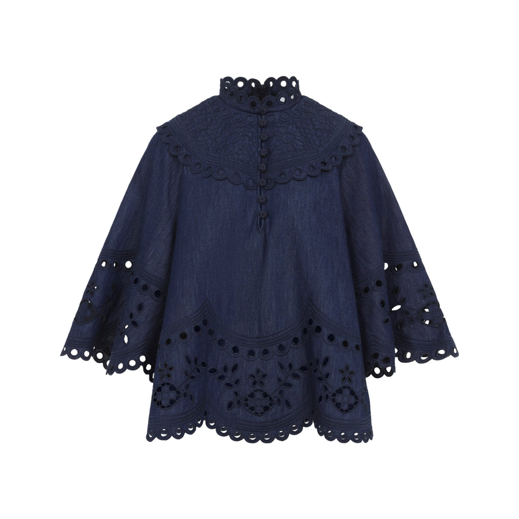 Zimmermann Mahon Broderie Denim Top Women