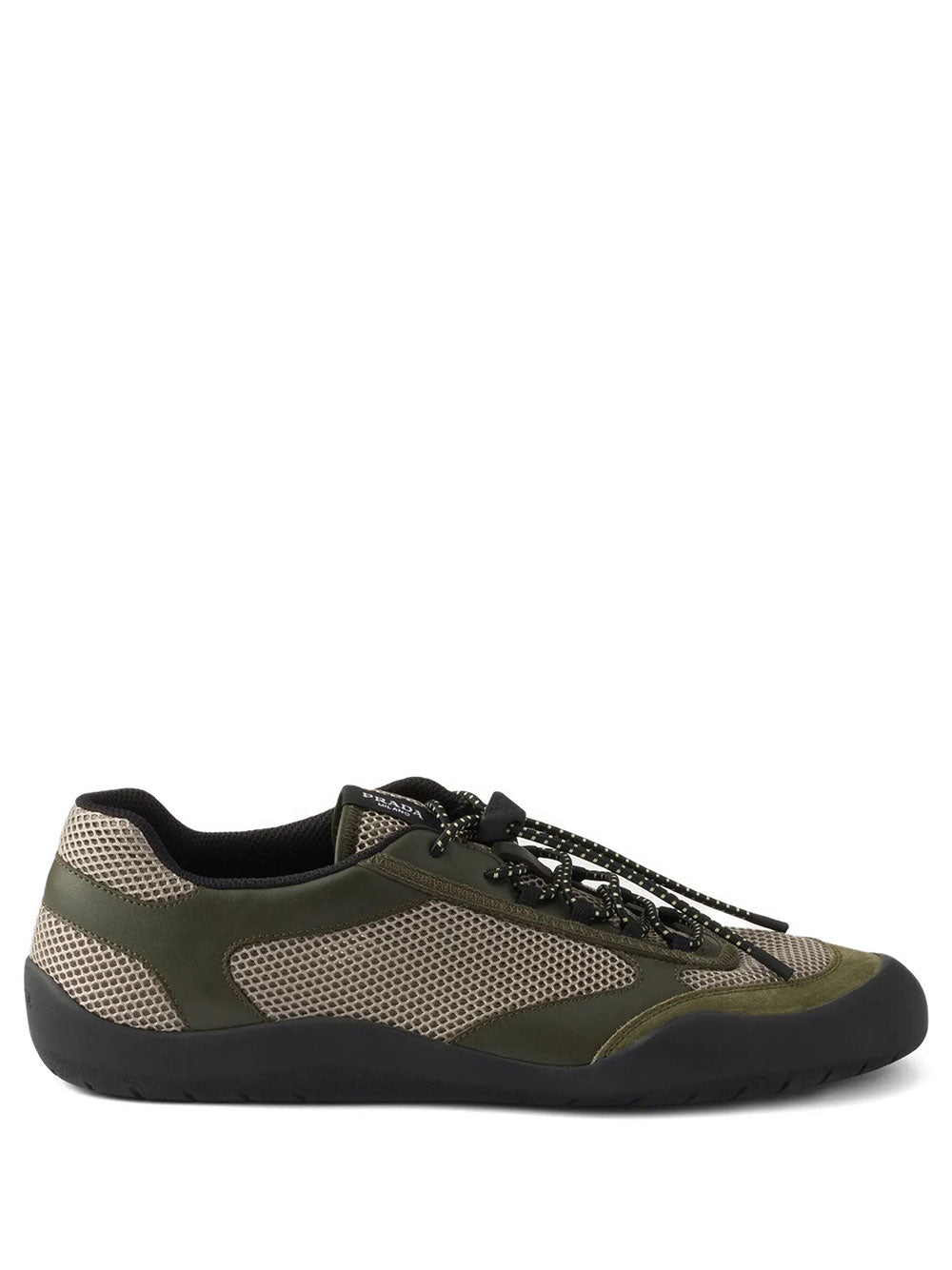 Prada Men Speedrock Leather And Mesh Fabric Sneakers