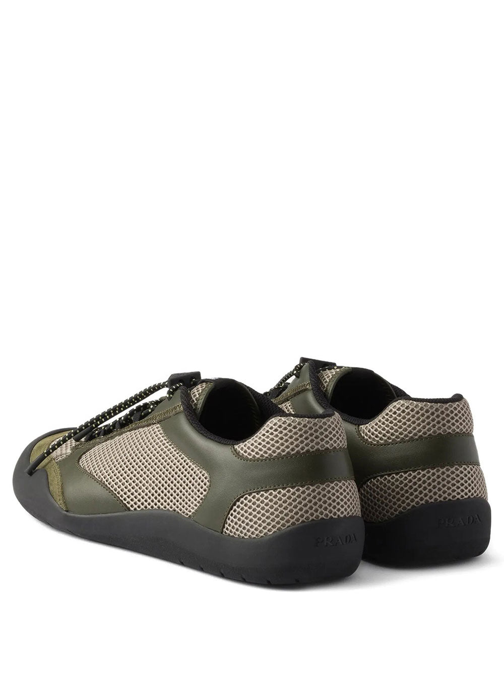 Prada Men Speedrock Leather And Mesh Fabric Sneakers