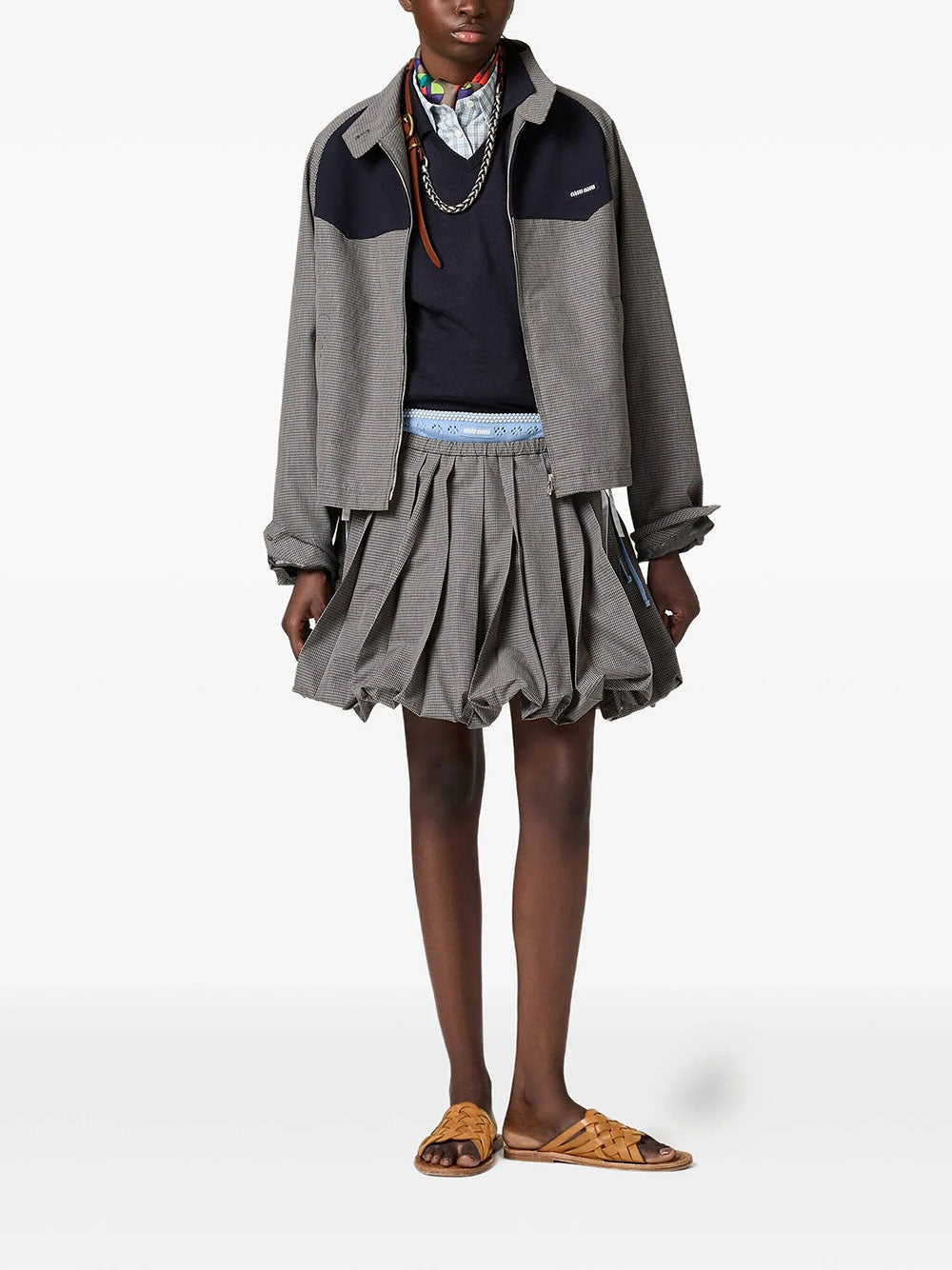 Miu Miu Women Gingham Check Blouson Jacket