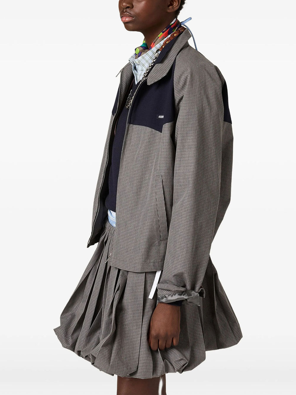 Miu Miu Women Gingham Check Blouson Jacket
