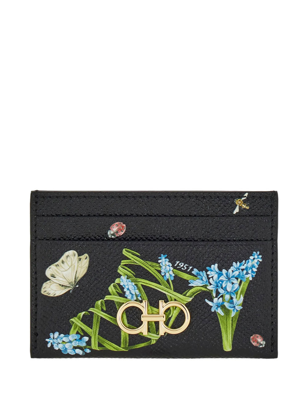 Ferragamo Women Gancini Card Holder With Floral Print