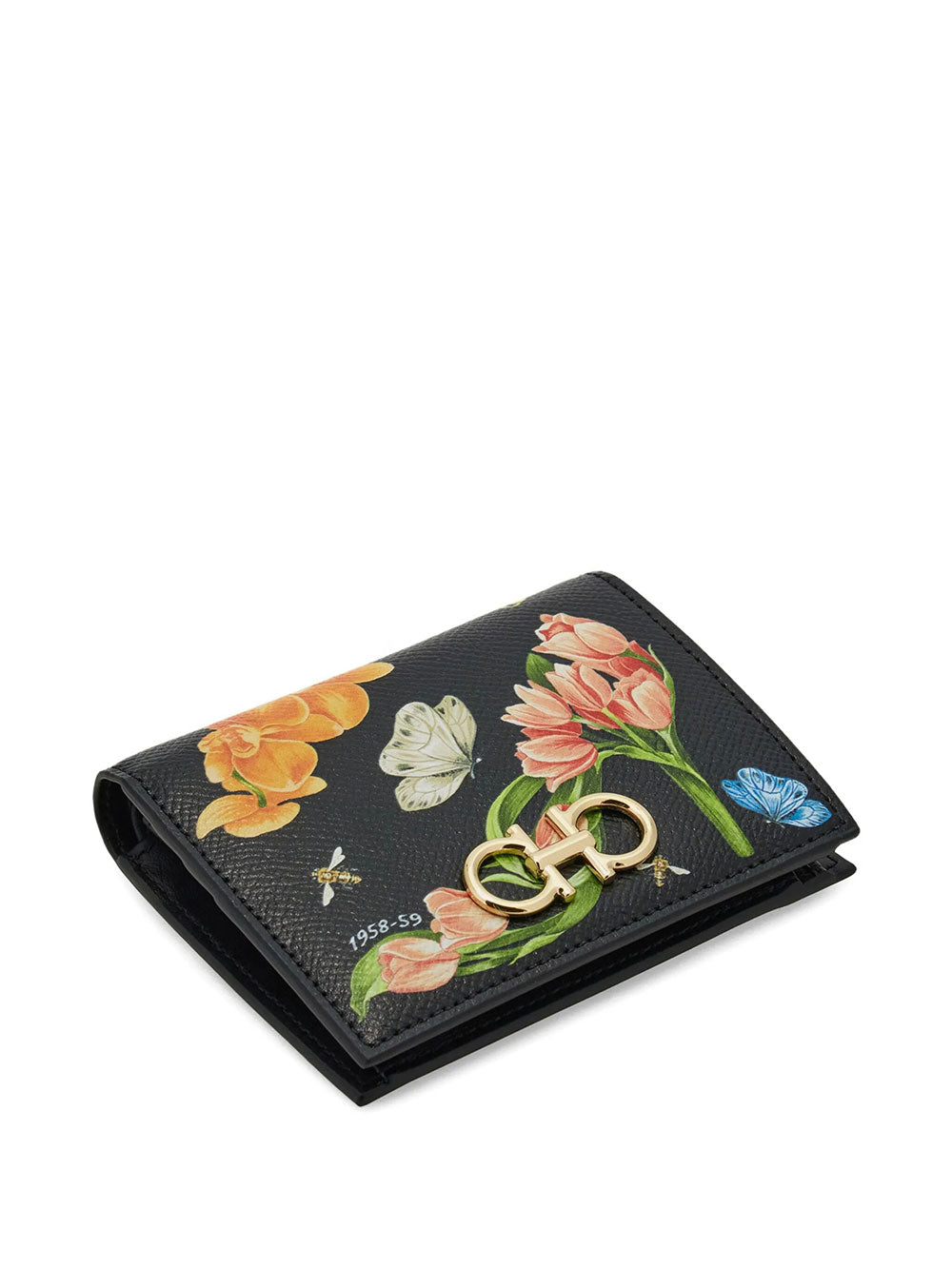 Ferragamo Women Floral Print Gancini Compact Wallet