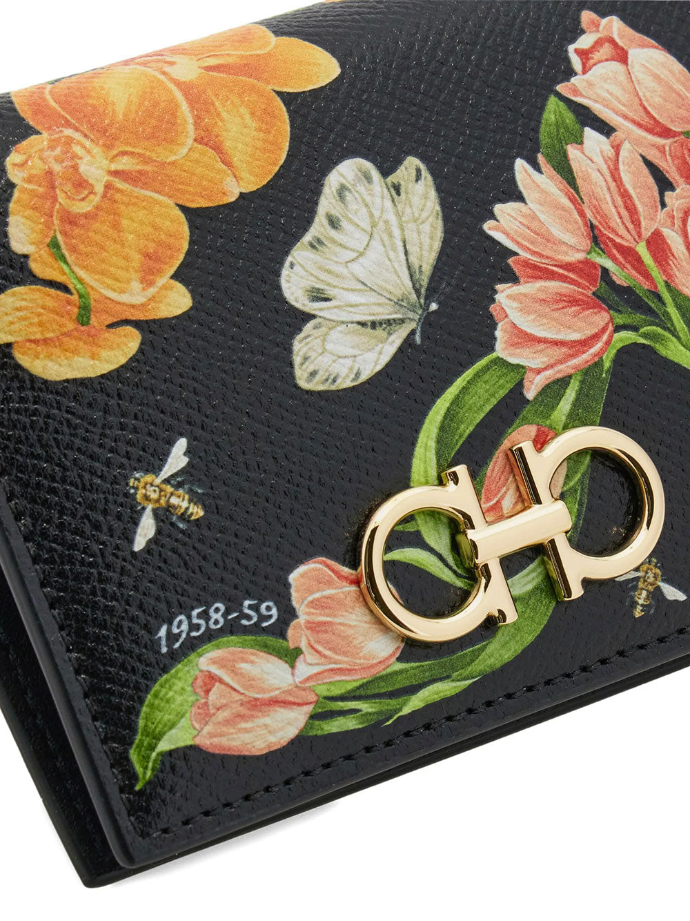 Ferragamo Women Floral Print Gancini Compact Wallet