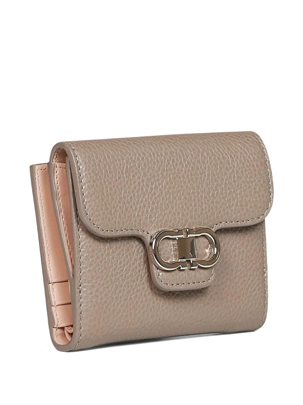 Ferragamo Women Gancini Grained Leather Compact Wallet