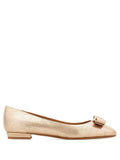 Ferragamo Women Vara Bow Craquelé Finish Leather Ballerinas