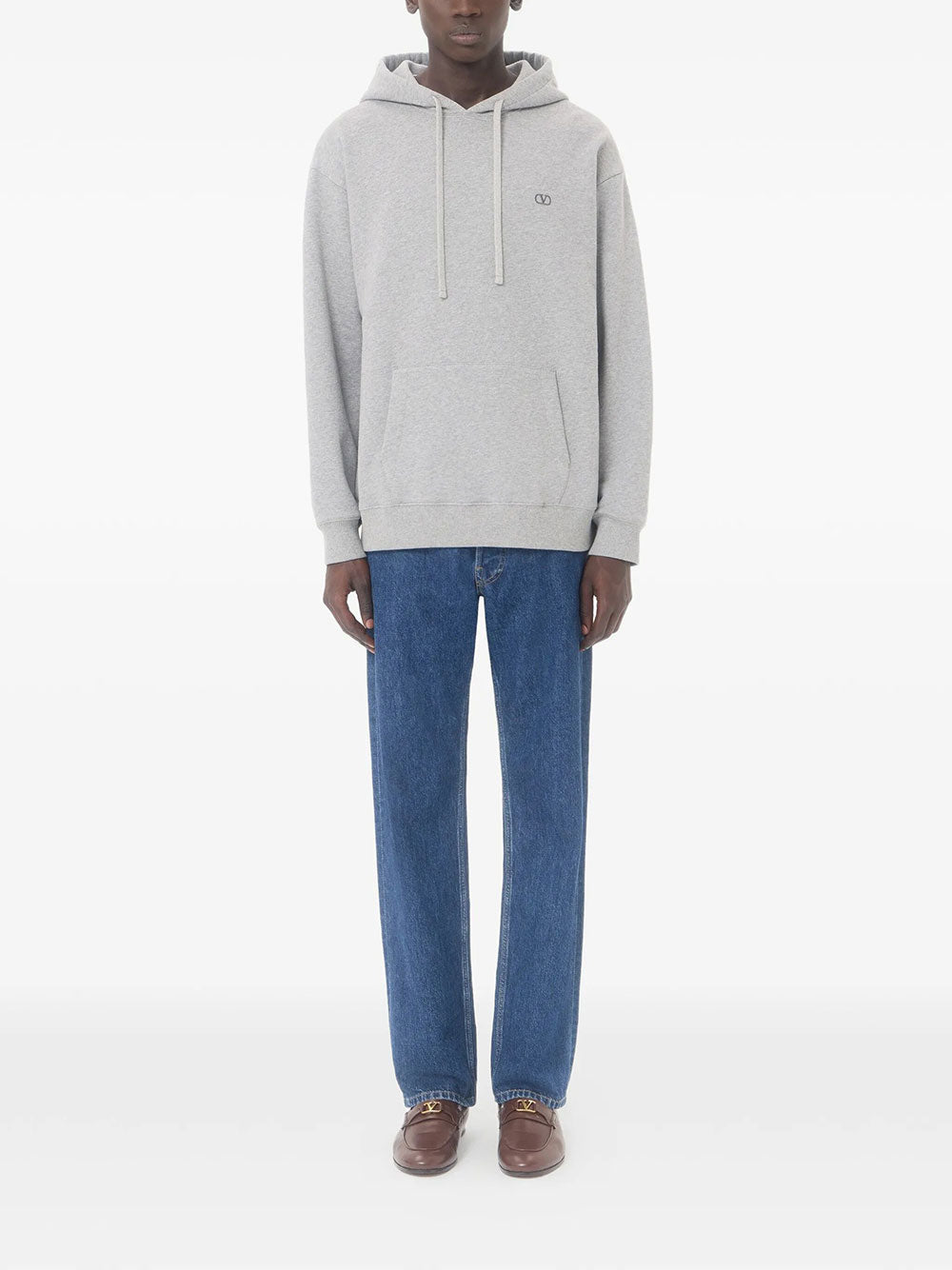 Valentino Garavani Men Valentino Cotton Hoodie With Vlogo Embroidery