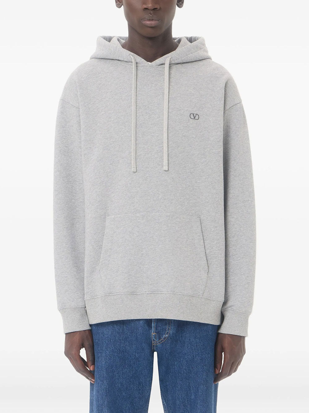 Valentino Garavani Men Valentino Cotton Hoodie With Vlogo Embroidery