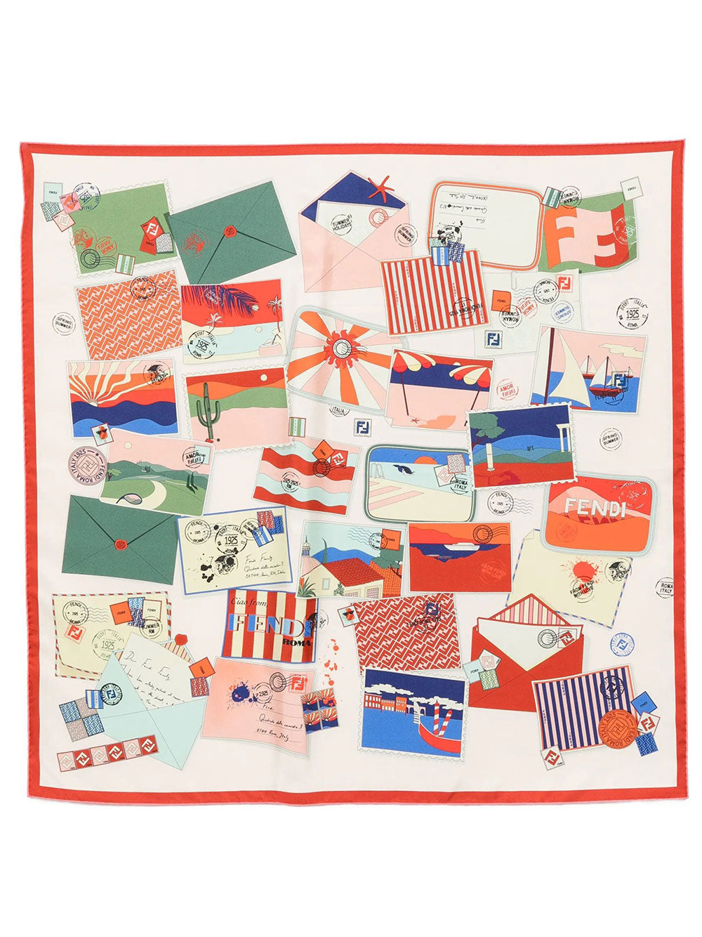 Fendi Women Foulard In Seta Stampata Multicolor