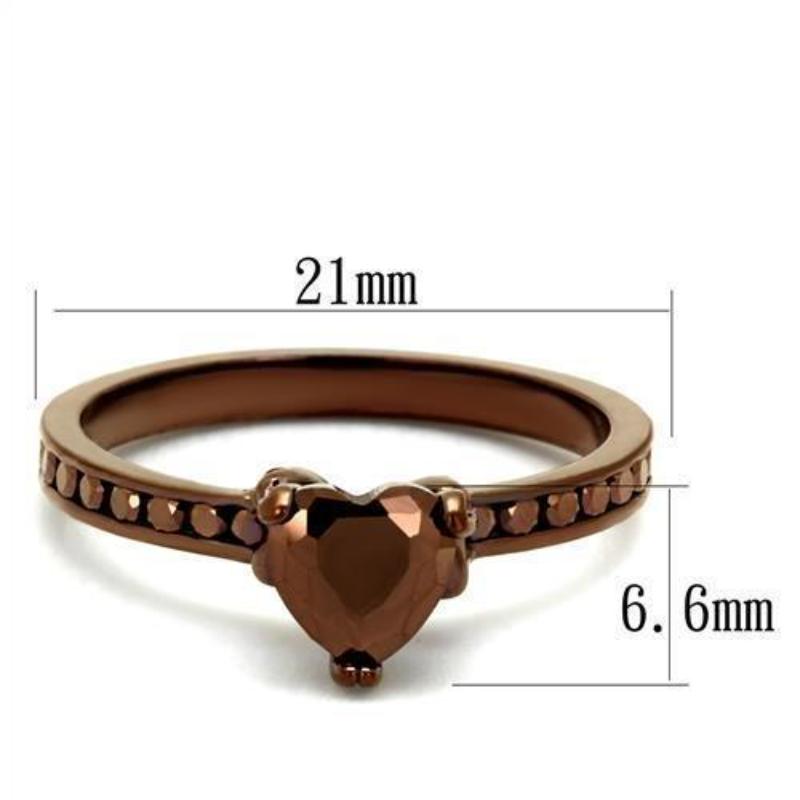 IP Coffee light Brass Ring with AAA Grade CZ in Light Coffee