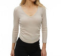 Sylvie V-Neck Tee In Beige