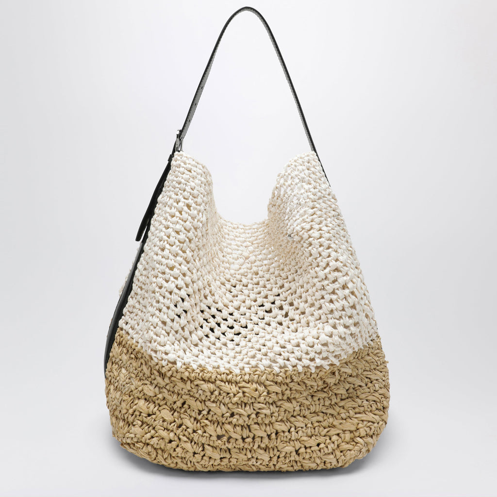 Toteme Tote Bag With Belt Detail In Ecru Raffia Women