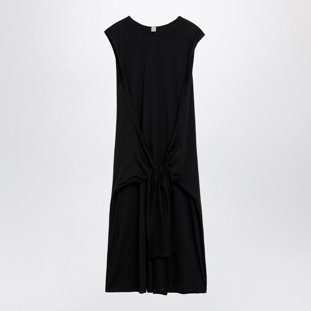 Toteme Maxi Jersey Dress With Belt In Black Cotton Women