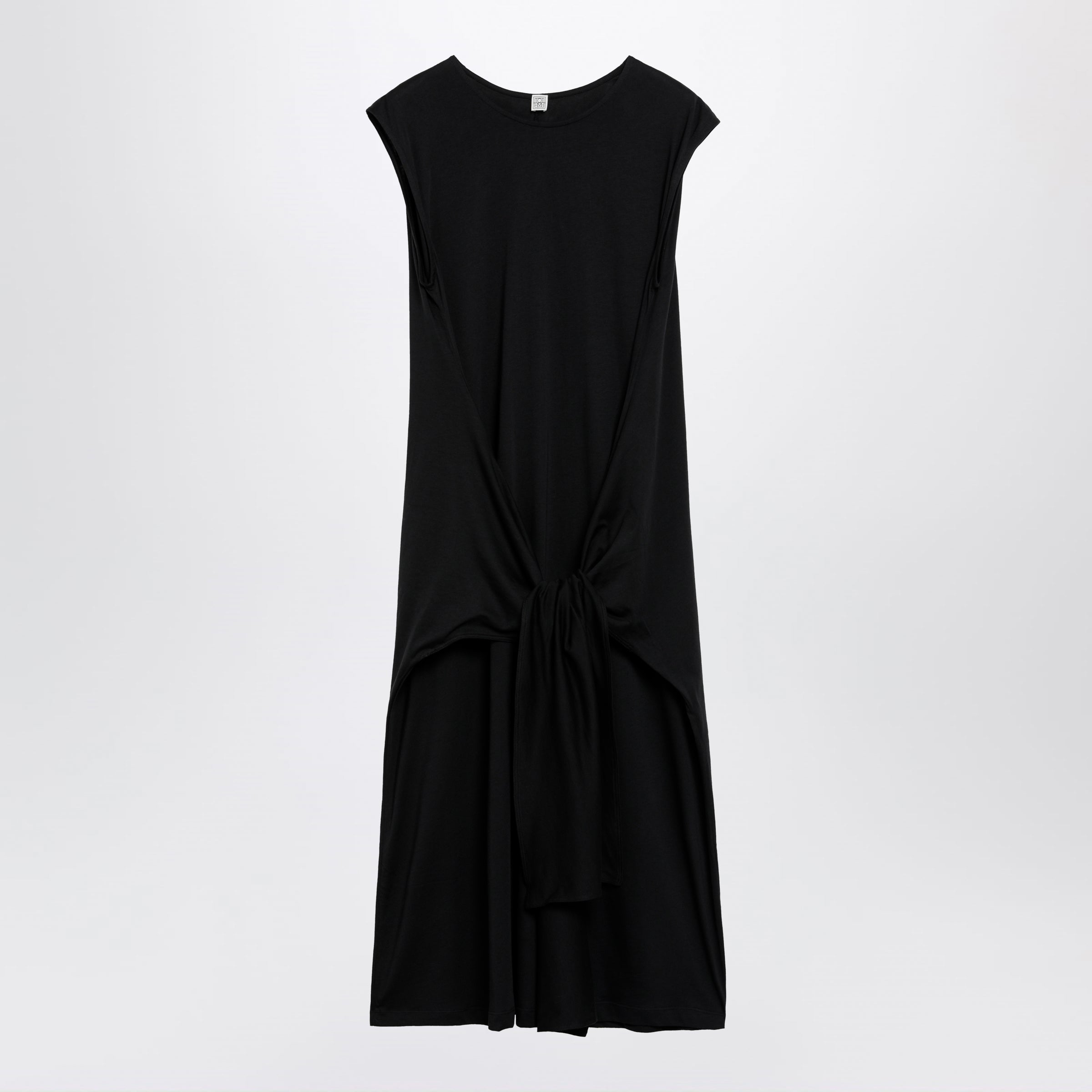 Toteme Maxi Jersey Dress With Belt In Black Cotton Women