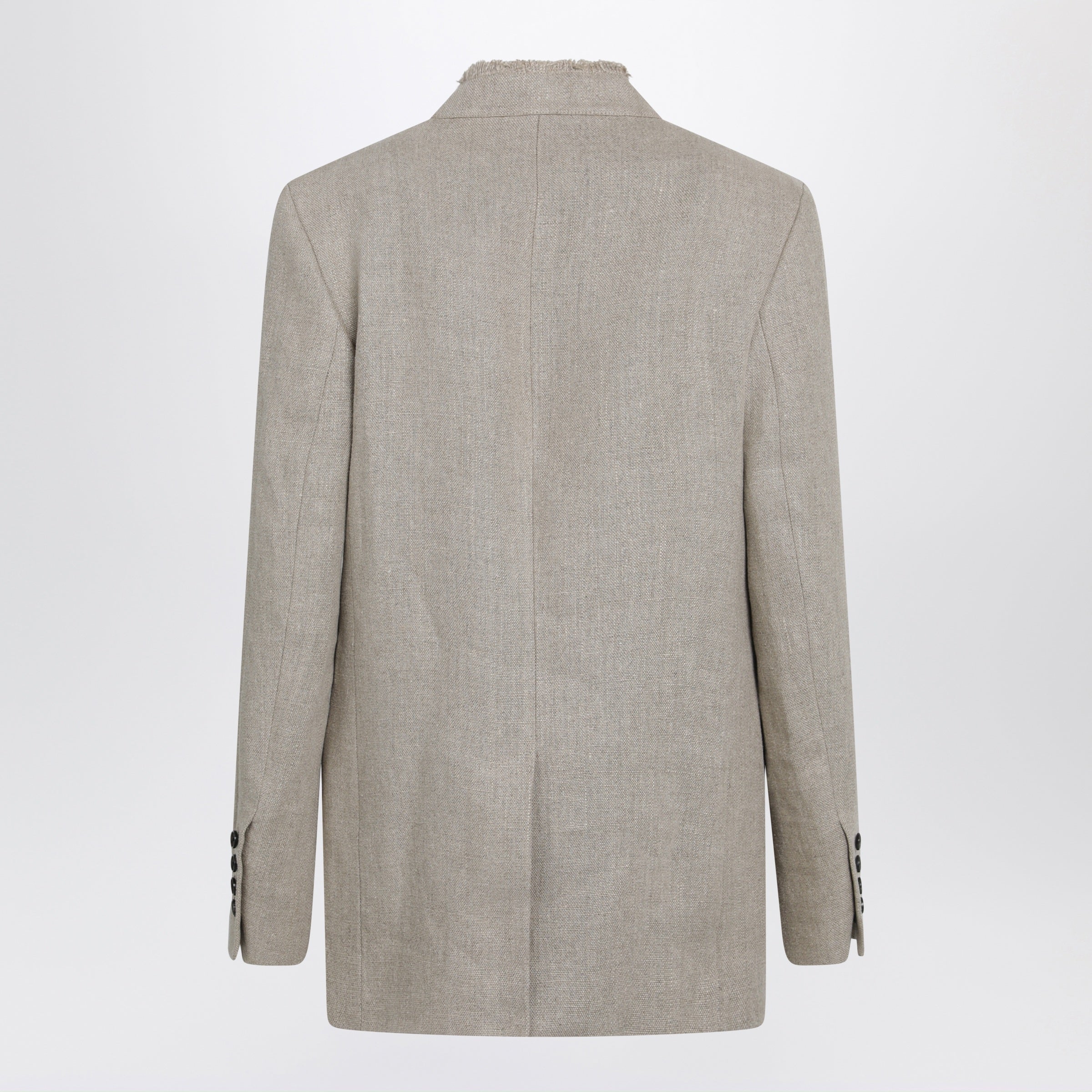 Toteme Beige Frayed-Lapel Natural Linen Blazer Women