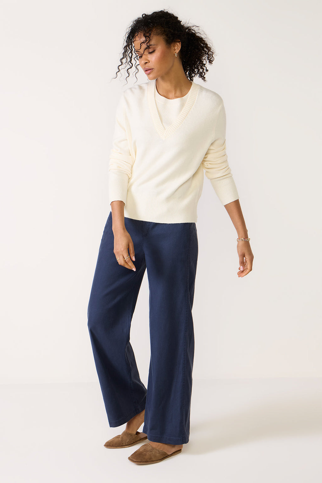 Women's Maeve Mixed Rib TwoFer Sweater Top