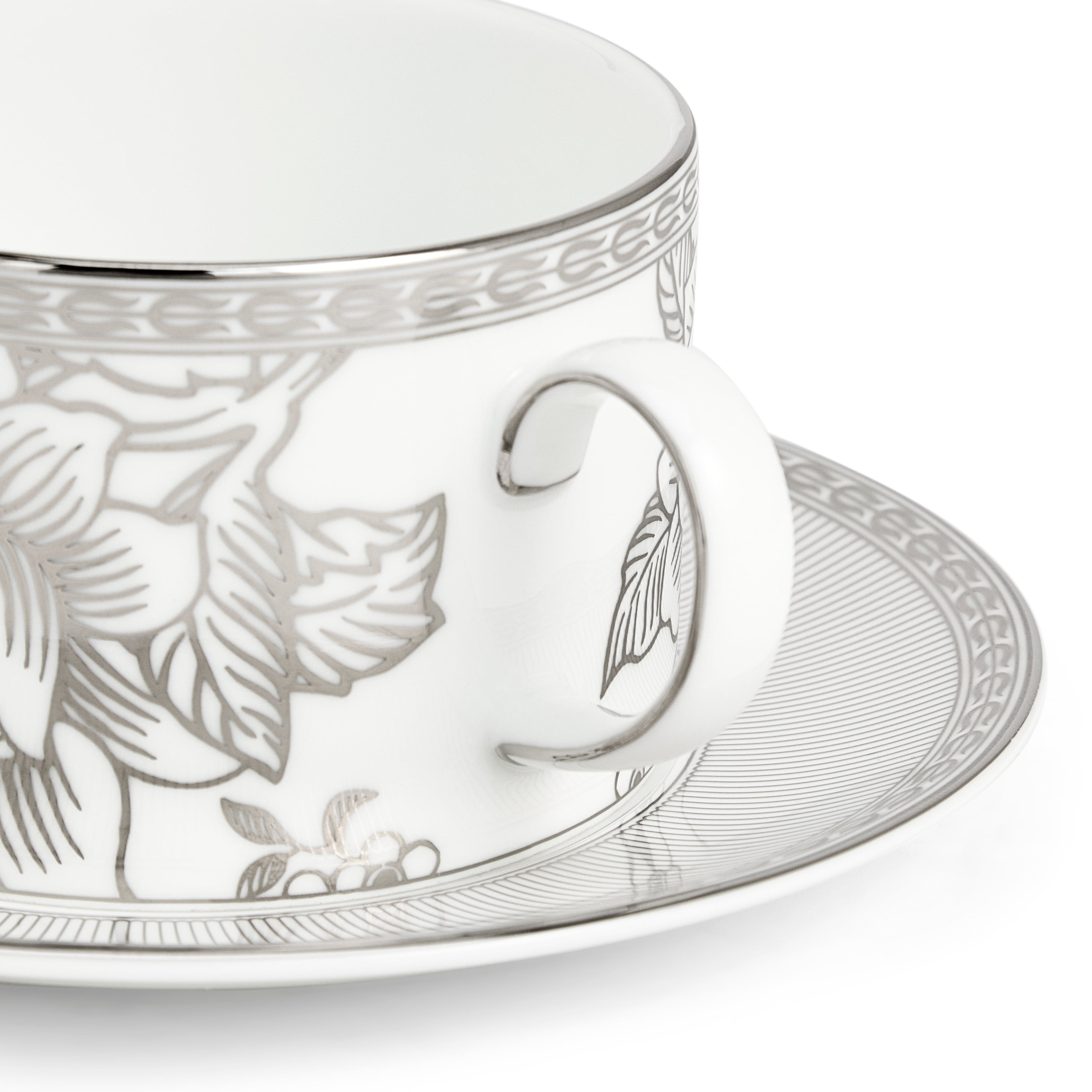 Silver Tonquin Teacup & Saucer 235ml 7.9floz