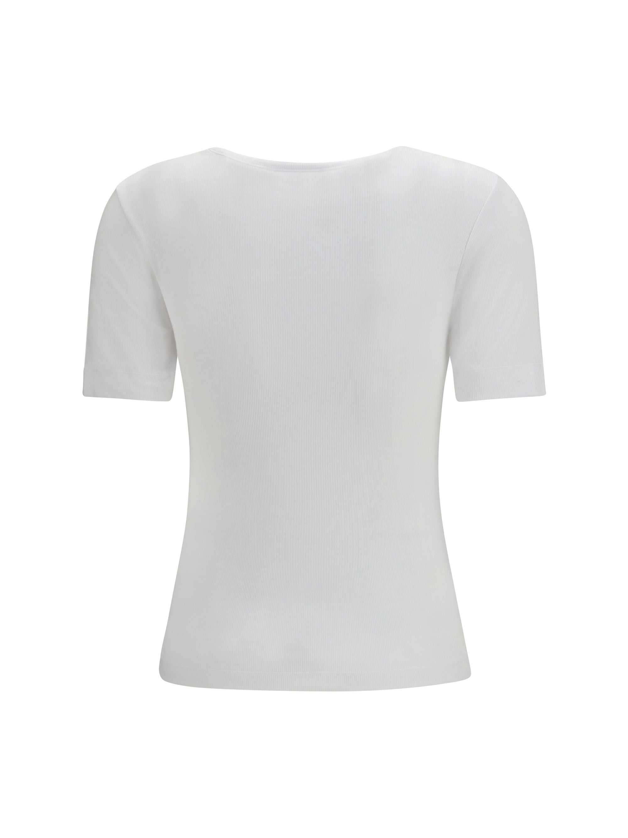 Ganni Women Ribbed Cotton T-Shirt