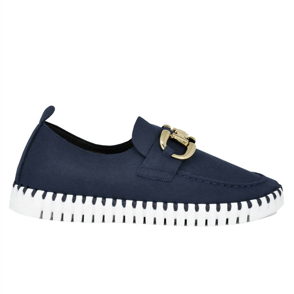 Women's Suede Slip On Buckle Sneakers In Dark Indigo