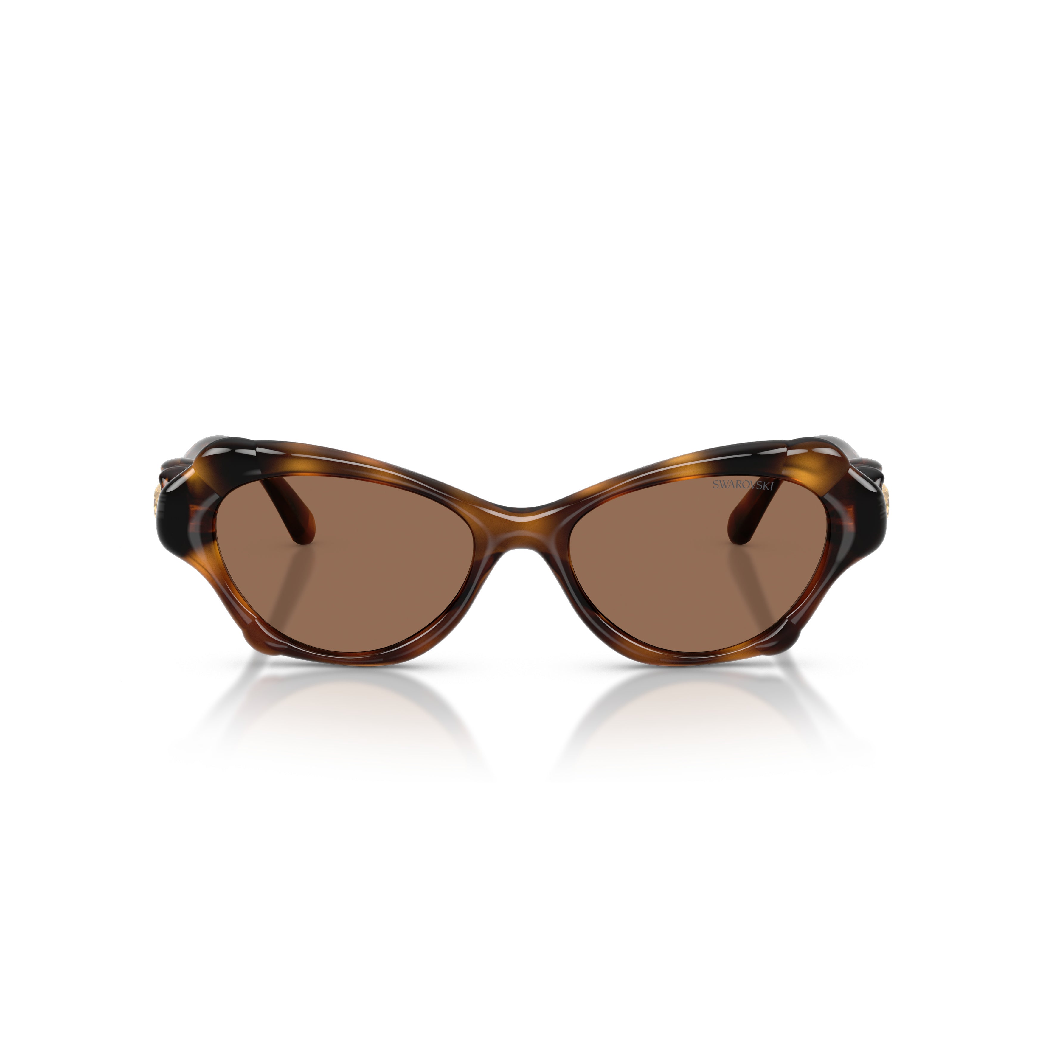 0Sk6050 Tortoiseshell Cat-Eye Sunglasses with Gold Emblem