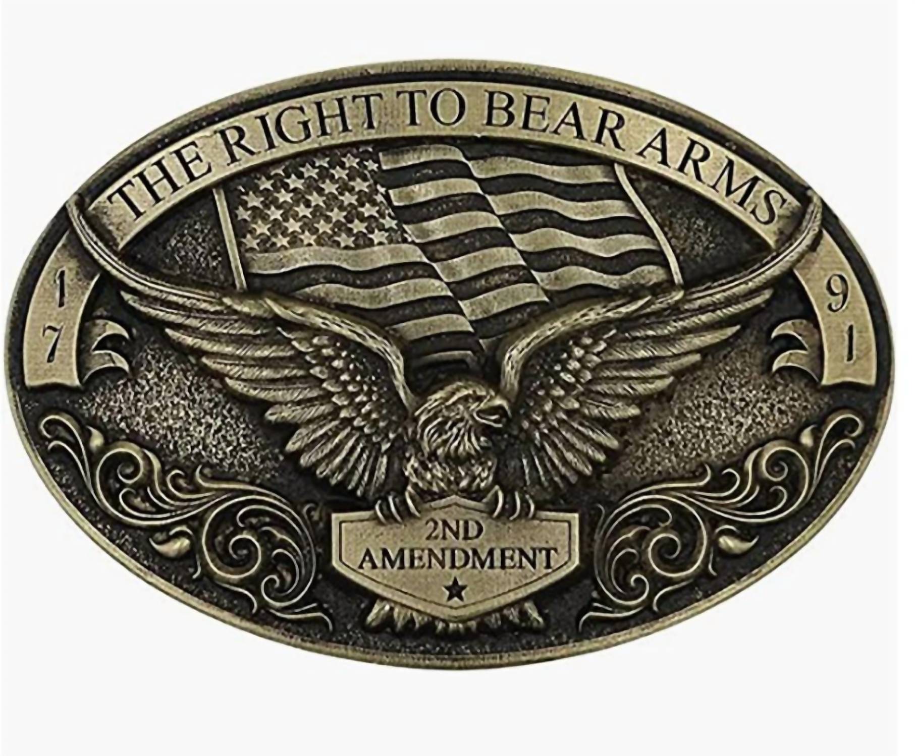 Men's Soaring Eagle Arms 2Nd Amendment Buckle In Brass