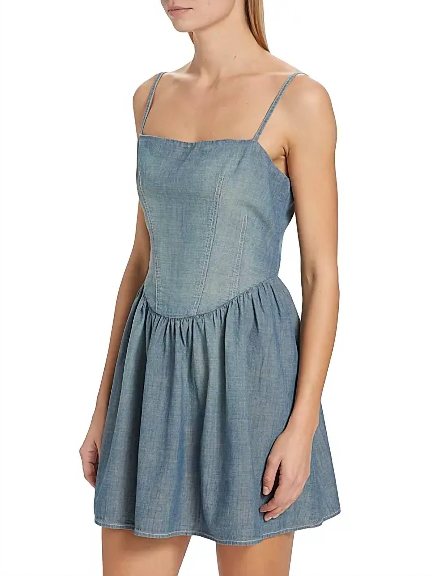 Chambray Gathered Dress In Paradise Cove