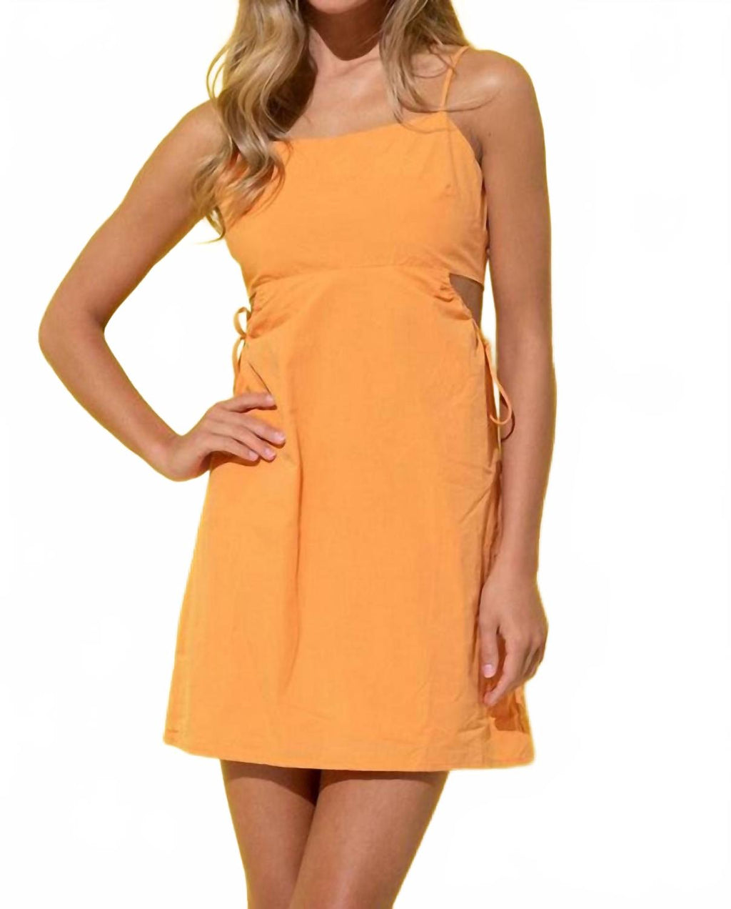 Spaghetti Strap Cut Out Mini Dress In Orange