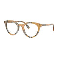 Burberry Eyeglasses Square Full Rim, Check Sand Frame And Clear Demo Lenses Lens Be24294163