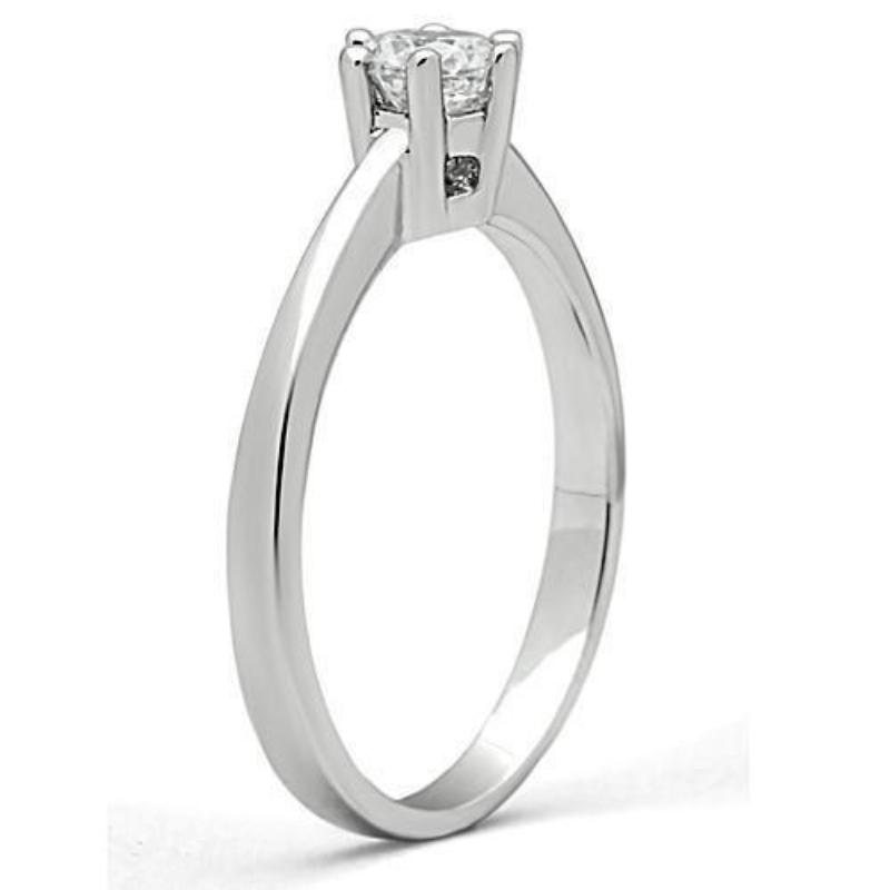 Rhodium Brass Ring with AAA Grade CZ in Clear