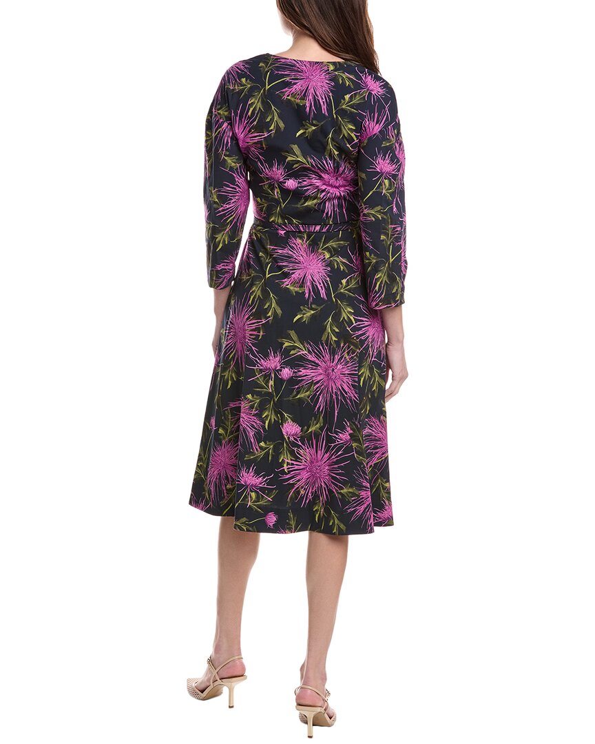 Oscar de la Renta Zip Front Chrysanthemum Midi Dress