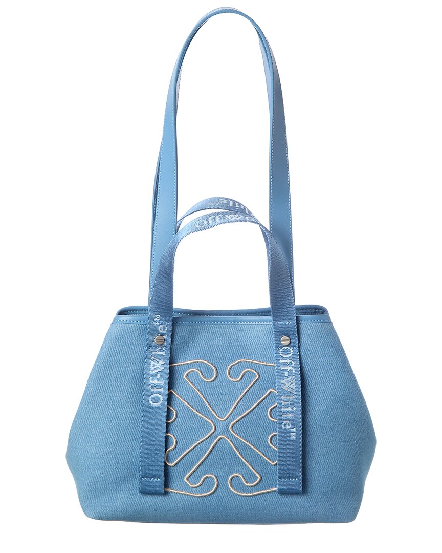 Off-White East West Small Denim & Leather Tote