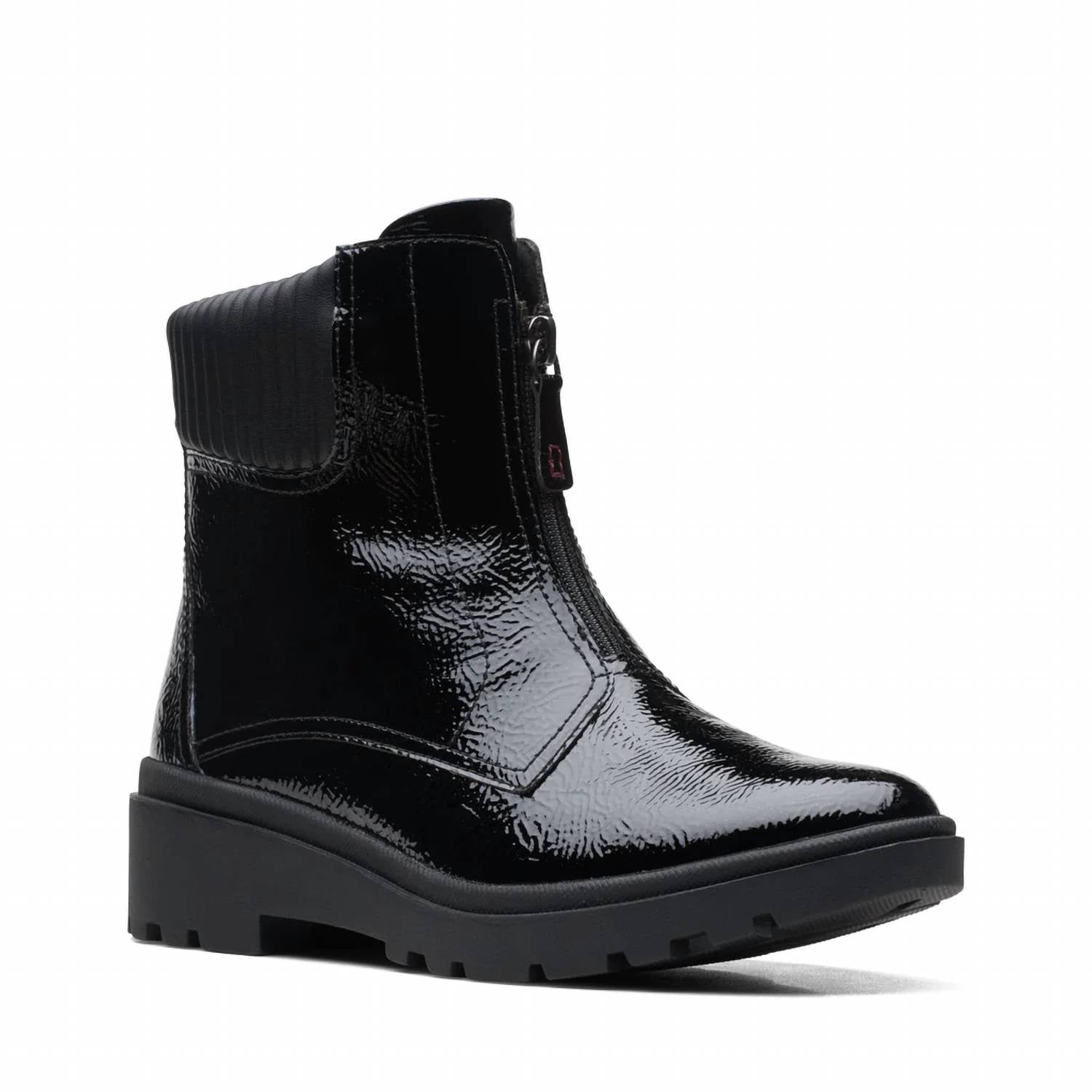 Women's Calla Zip Boot In Black Crinkle Patent