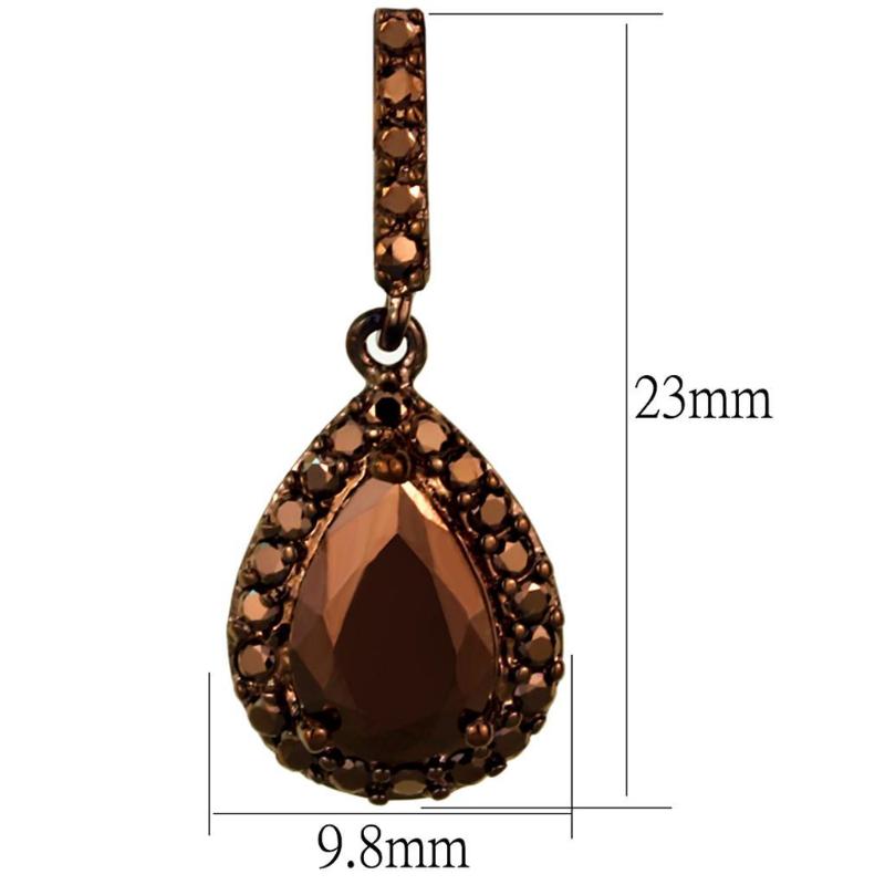 IP Coffee light Brass Earrings with AAA Grade CZ in Light Coffee