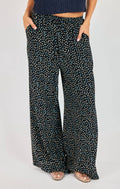 New Romance Wide Leg Polka Dot Drawstring Pants In Blue