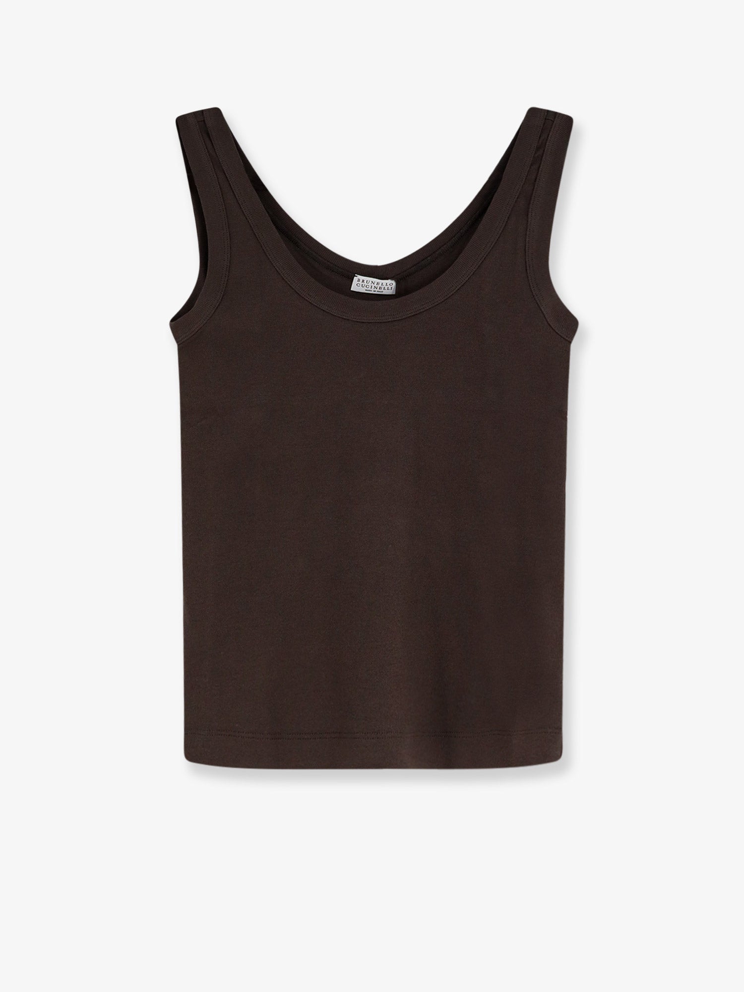Brunello Cucinelli Women Cotton Blend Tank Top With Back Monili Detail