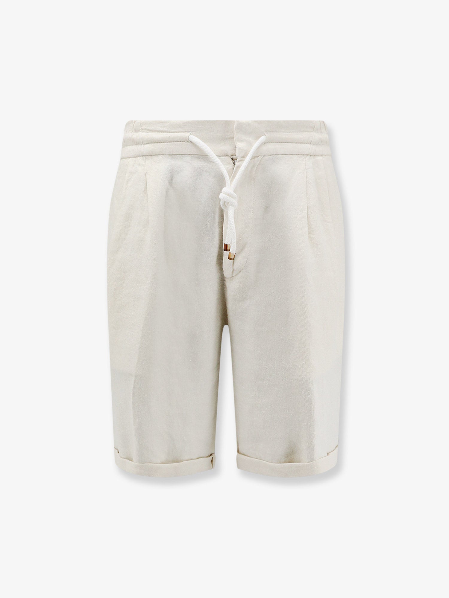 Brunello Cucinelli Men Linen Bermuda Shorts With Drawstring