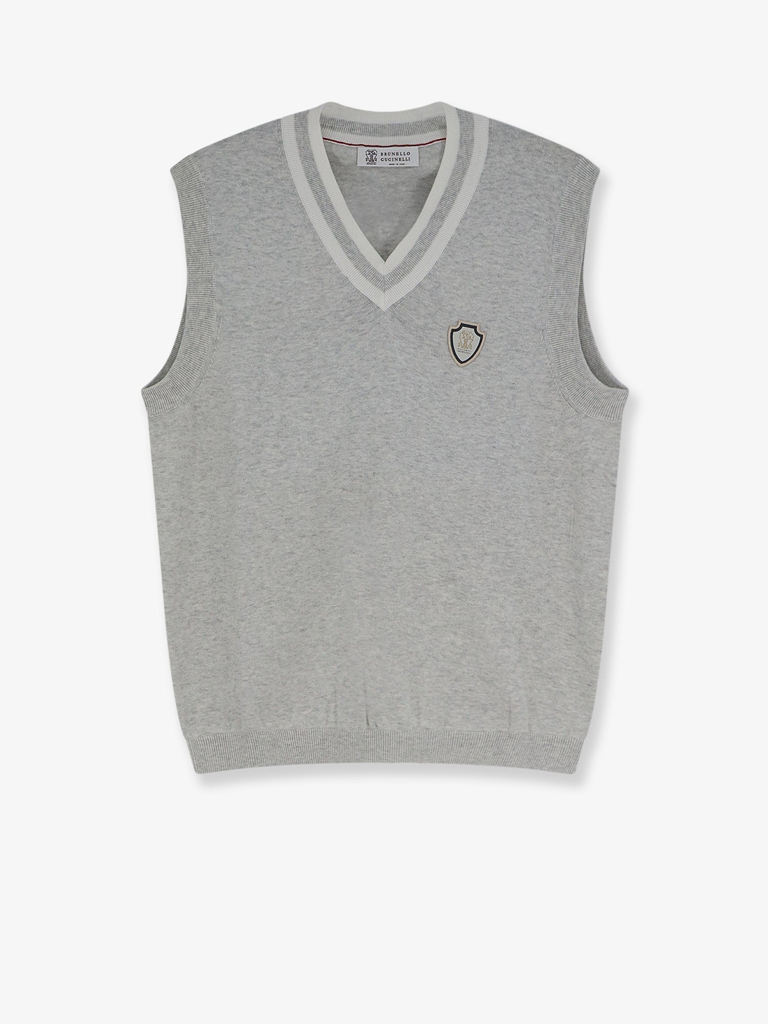 Brunello Cucinelli Men Cotton Vest With Front Logo Patch