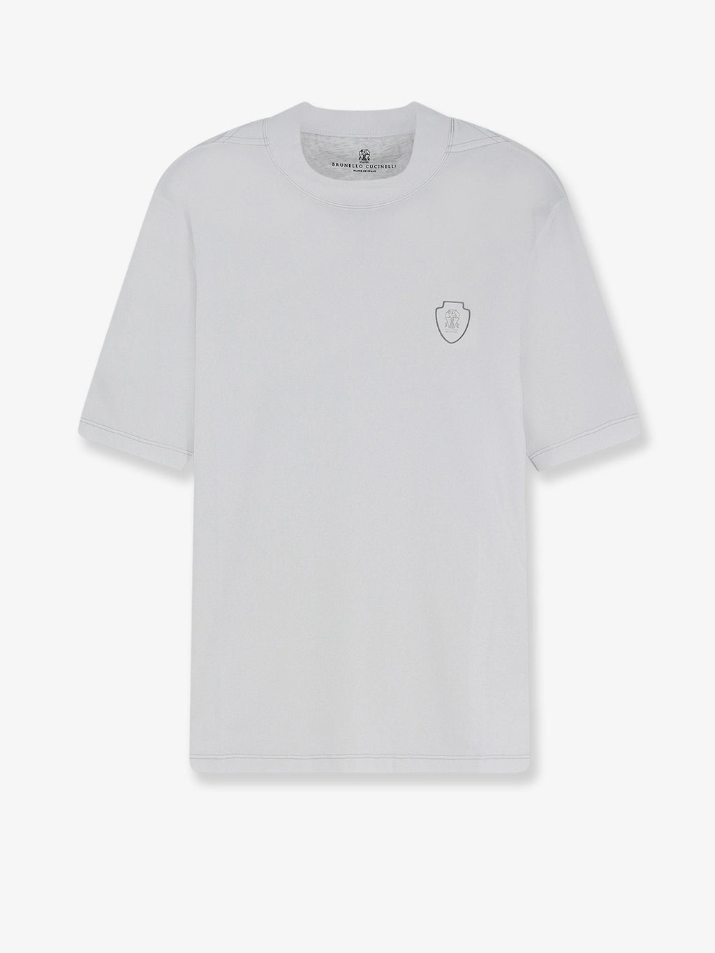 Brunello Cucinelli Men Technical Fabric T-Shirt With Front Logo Patch