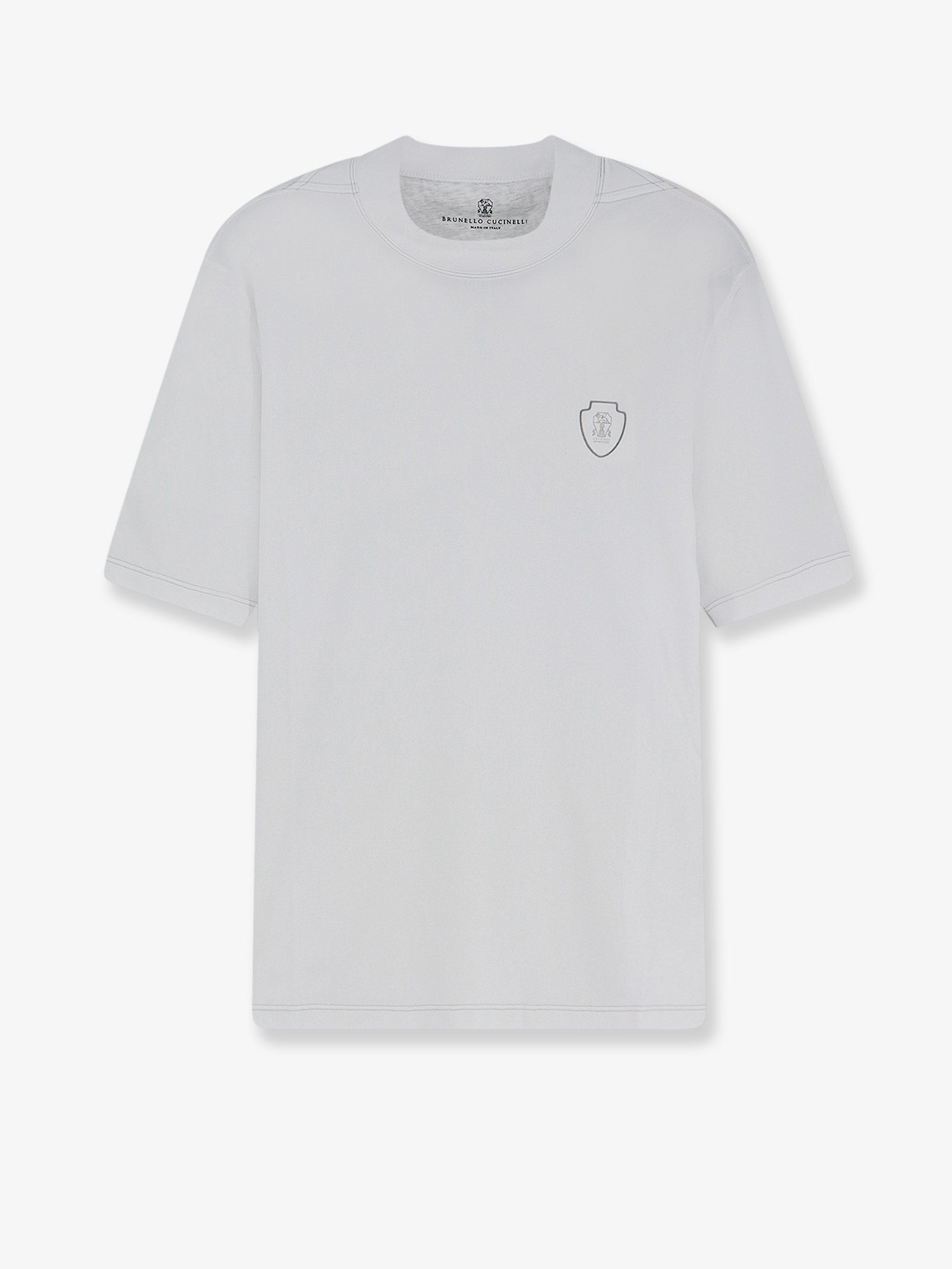Brunello Cucinelli Men Technical Fabric T-Shirt With Front Logo Patch