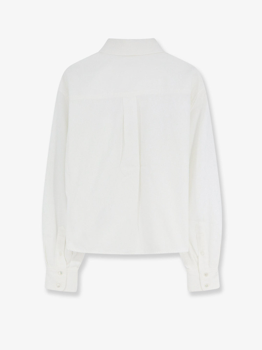 Celine Women Cropped Denim Shirt With Front Embroidered Logo