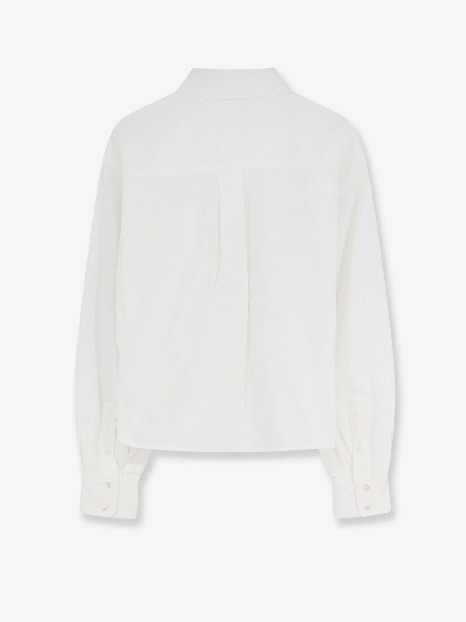 Celine Women Cropped Denim Shirt With Front Embroidered Logo