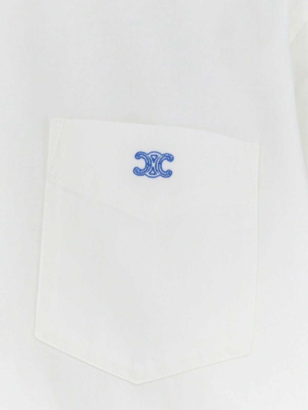 Celine Women Cropped Denim Shirt With Front Embroidered Logo