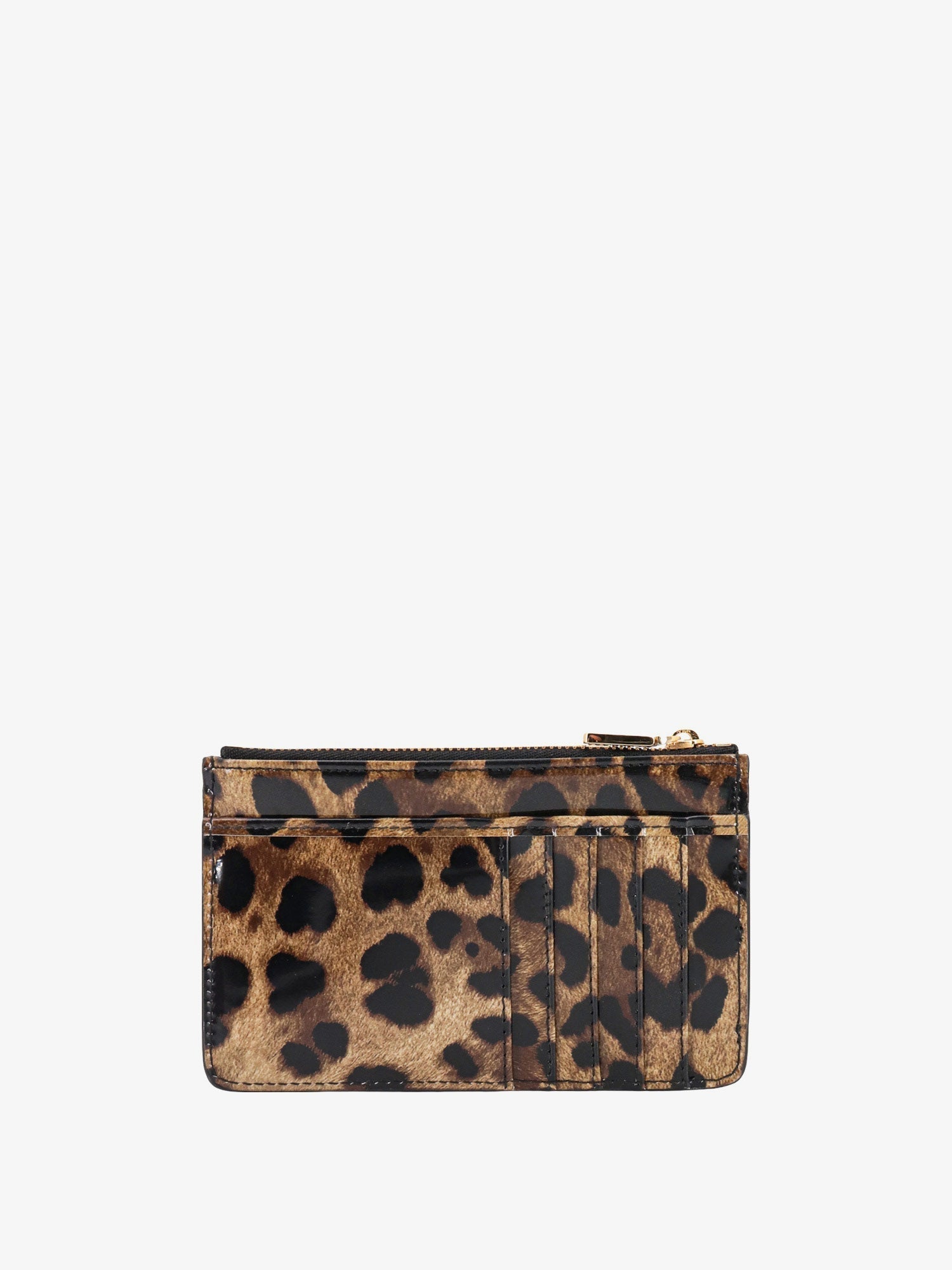 Dolce & Gabbana Women Patent Leather Card Holder With Animal Print